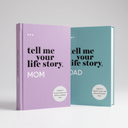 Tell Me Your Life Story, Mom and Dad — guided memory journals side by side